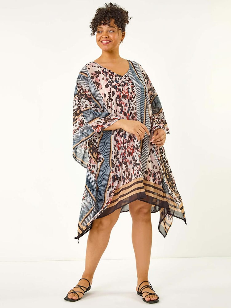 Roman Natural Curve Contrast Print Tunic Dress - Image 2 of 5