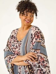 Roman Natural Curve Contrast Print Tunic Dress - Image 4 of 5