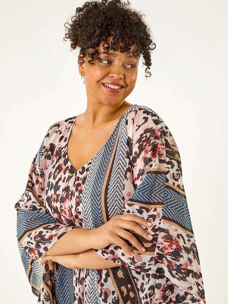 Roman Natural Curve Contrast Print Tunic Dress - Image 4 of 5