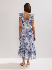 Phase Eight Blue Genieve 100% Cotton Midi Dress - Image 2 of 7