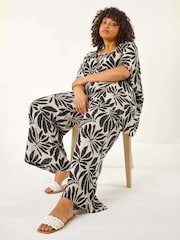Roman Black Curve Floral Print Asymmetric Blouse - Image 2 of 5