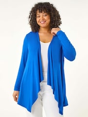 modra - Roman Curve Waterfall Longline Cardigan - Slika 1 iz 5