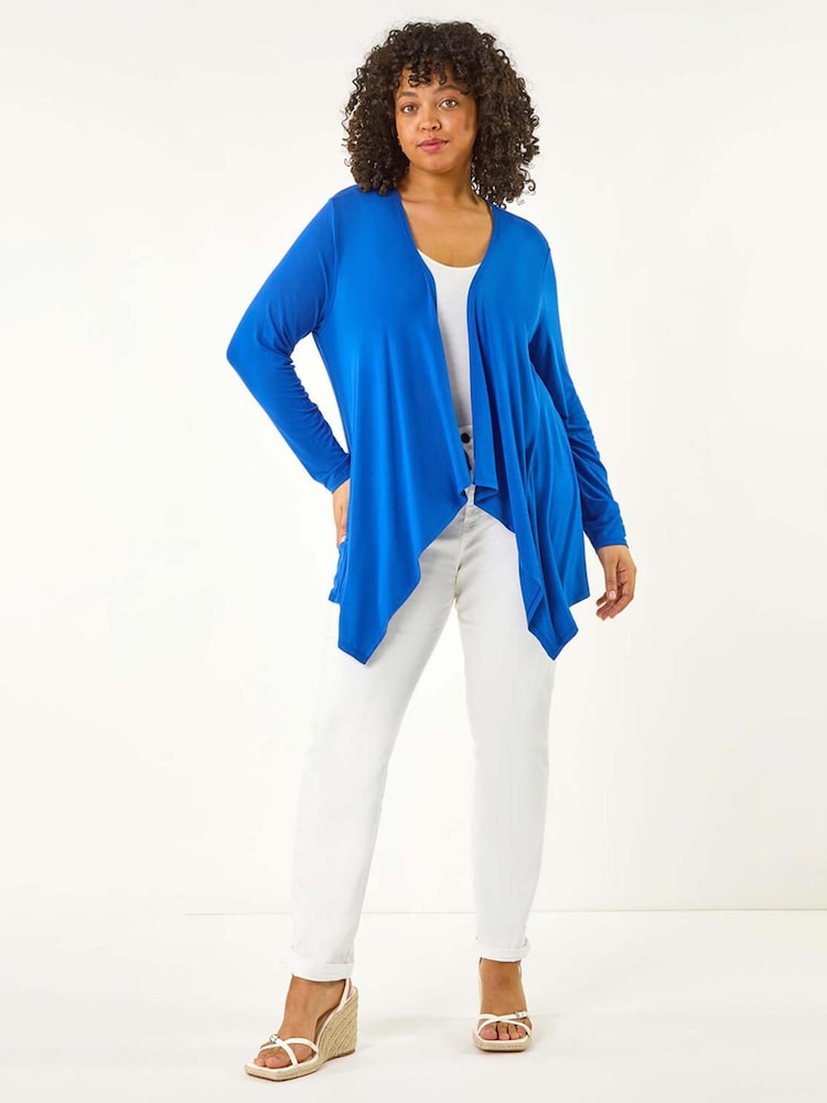 Roman Blue Curve Waterfall Longline Cardigan - Image 2 of 5 Roman Blue Curve Waterfall Longline Cardigan - Image 2 of 5