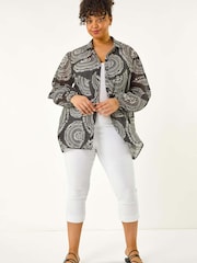 Roman Black Curve Abstract Print Woven Shirt - Image 2 of 5