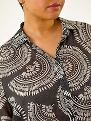 Roman Black Curve Abstract Print Woven Shirt - Image 5 of 5