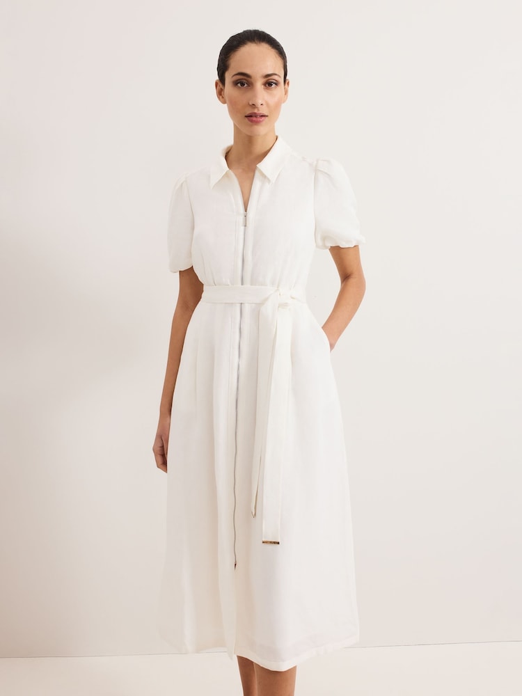 Phase Eight White Carlotta Linen Dress - Image 2 of 6