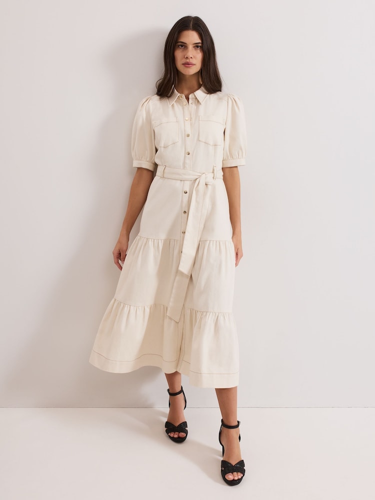 Phase Eight Natural Danah Denim 100% Cotton Dress - Image 1 of 7