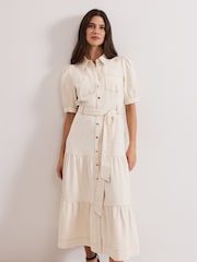 Phase Eight Natural Danah Denim 100% Cotton Dress - Image 3 of 7