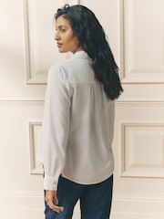 Laura Ashley Ecru Cord Blouse with Embroidered Collar - Image 2 of 5