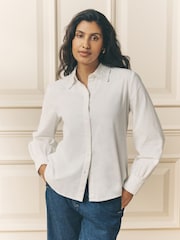 Laura Ashley Ecru Cord Blouse with Embroidered Collar - Image 4 of 5