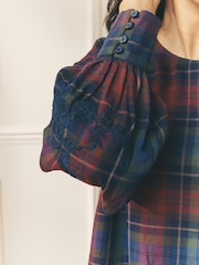 Laura Ashley Red/Green Check Co-ord Blouse with Embroidery - Image 5 of 5