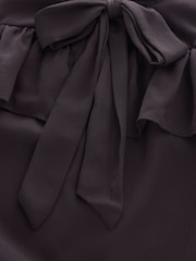 Laura Ashley Bitter Chocolate Mini Ruffle Pussybow Chiffon Dress - Imaginea 6 din 7