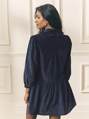 Laura Ashley Navy Cord Long Sleeve Mini Dress - Image 4 of 9