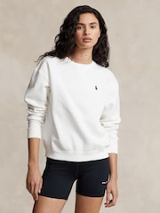 Polo Ralph Lauren White Fleece Crewneck Sweatshirt - Image 1 of 5