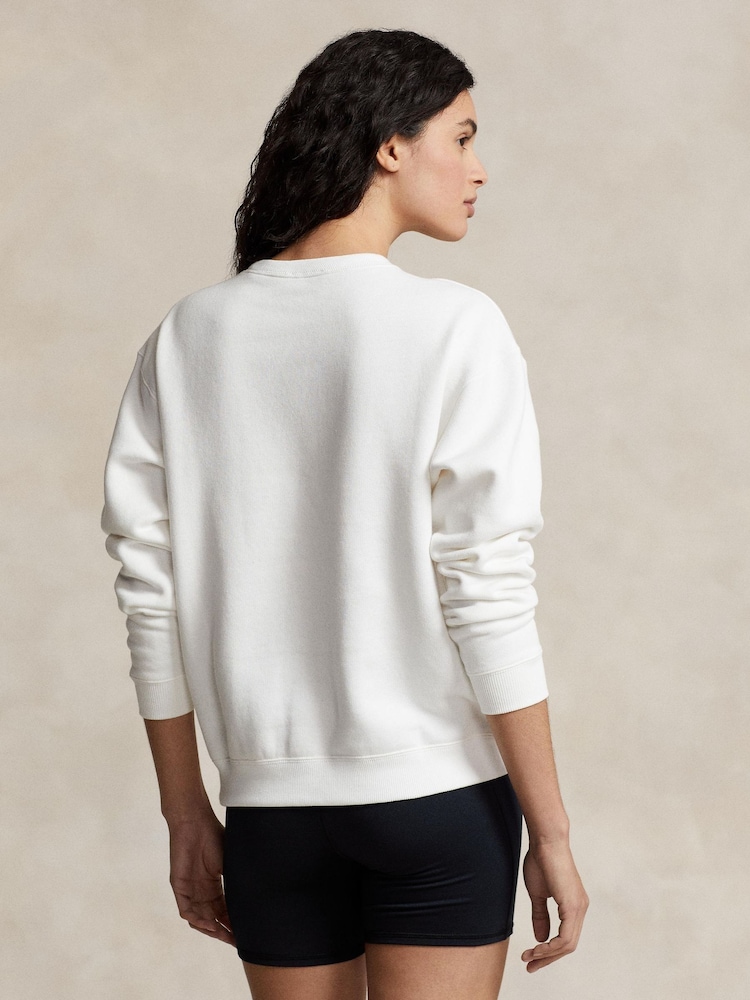 Polo Ralph Lauren White Fleece Crewneck Sweatshirt - Image 2 of 5