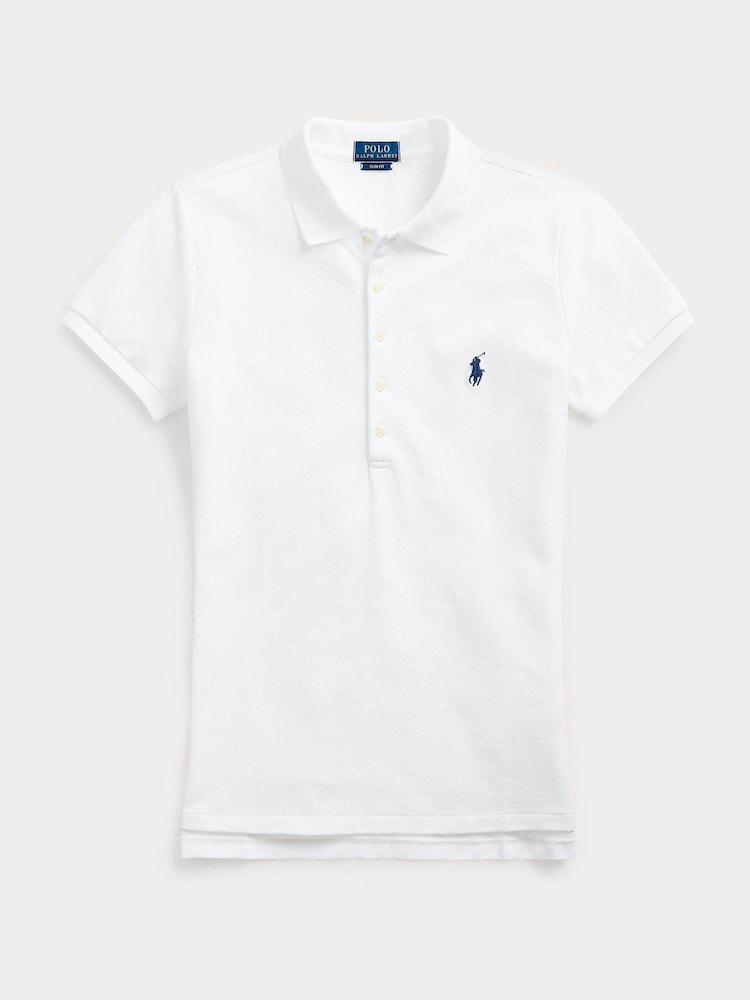 Polo Ralph Lauren White Slim Fit Stretch Polo Shirt - Image 5 of 5 Polo Ralph Lauren White Slim Fit Stretch Polo Shirt - Image 5 of 5