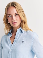 Polo Ralph Lauren Blue Classic Fit Linen Shirt - Image 5 of 7