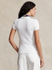 Polo Ralph Lauren White Cable Knit Polo Shirt - Image 2 of 5