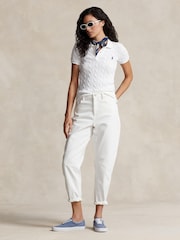 Polo Ralph Lauren White Cable Knit Polo Shirt - Image 3 of 5