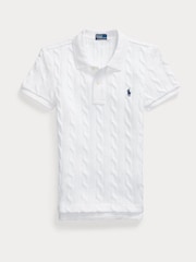 Polo Ralph Lauren White Cable Knit Polo Shirt - Image 5 of 5