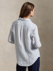 Polo Ralph Lauren Blue Classic Fit Striped 100% Linen Shirt - Image 2 of 5