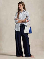 Polo Ralph Lauren Blue Classic Fit Striped 100% Linen Shirt - Image 3 of 5