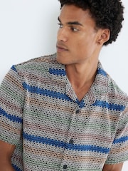 River Island Grey Crochet Stripe Revere Shirt - Image 4 of 4