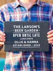 Personalised Beer Garden Slate Sign by Oakdene - Image 1 of 2