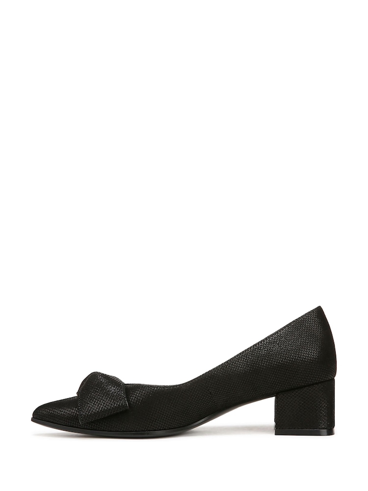 Naturalizer Wide Fit Mavis Block Heel Court Black Shoes - Image 2 of 6