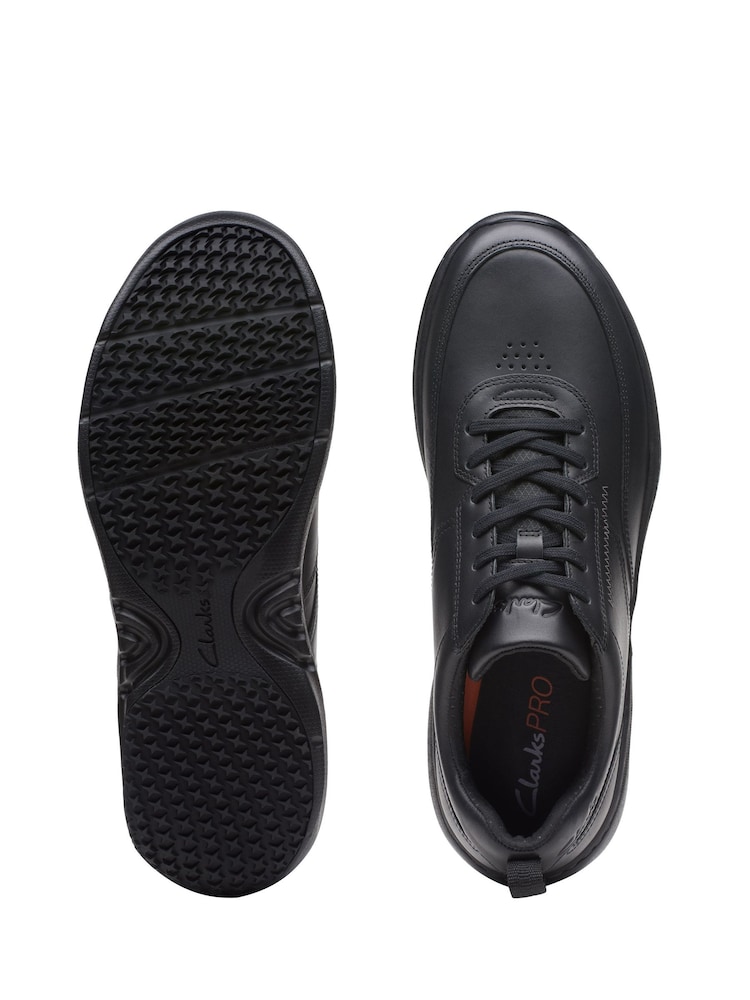 Clarks Black Wide Fit (H) Leather ClarksPro Lace Shoes - Image 7 of 7
