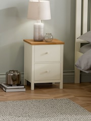 Julian Bowen Cream Coxmoor 2 Drawer Bedside - Image 1 of 8