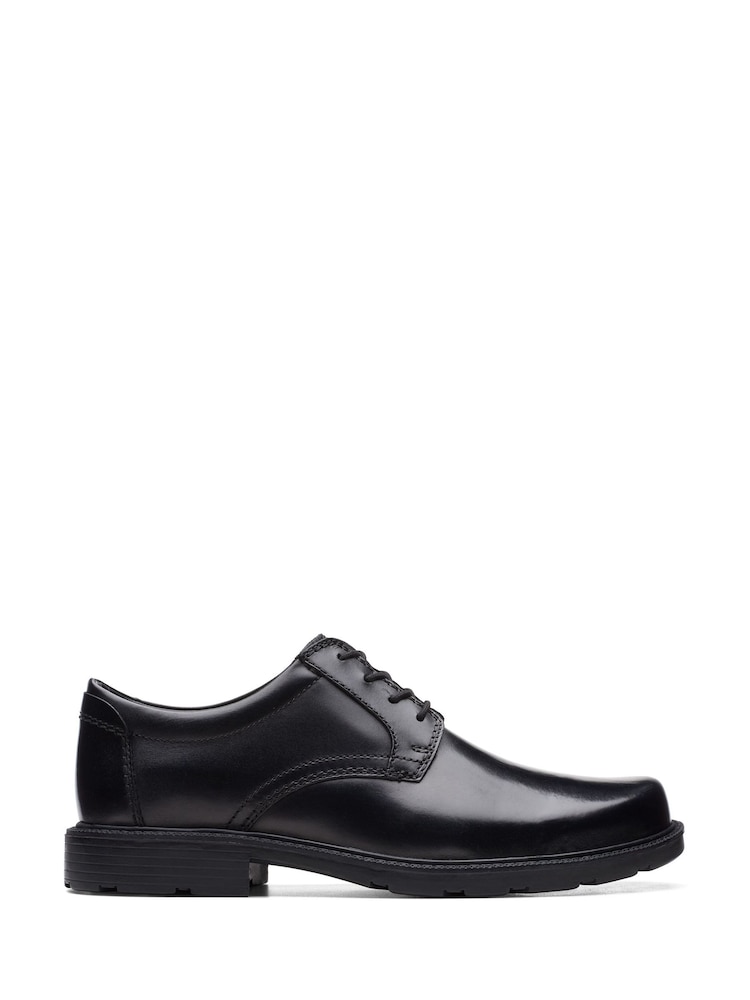 Clarks Black Wide Fit (H) Leather Kerton Lace Shoes - Image 1 of 7