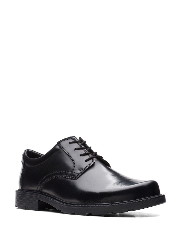 Clarks Black Wide Fit (H) Leather Kerton Lace Shoes - Image 3 of 7