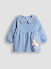 JoJo Maman Bébé Blue Unicorn Sweat Dress And Legging Set - Image 2 of 7