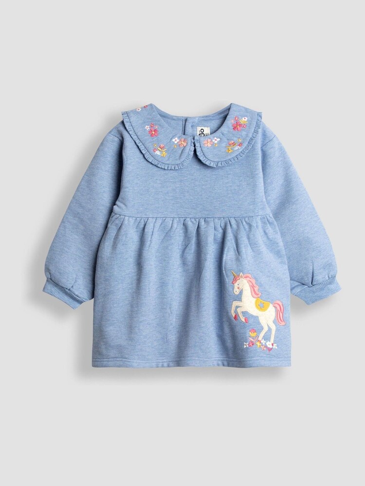 JoJo Maman Bébé Blue Unicorn Sweat Dress And Legging Set - Image 2 of 7