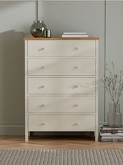 Julian Bowen Cream Coxmoor 5 Drawer Wide Chest - Image 1 of 8