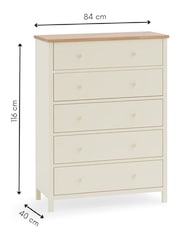 Julian Bowen Cream Coxmoor 5 Drawer Wide Chest - Image 8 of 8