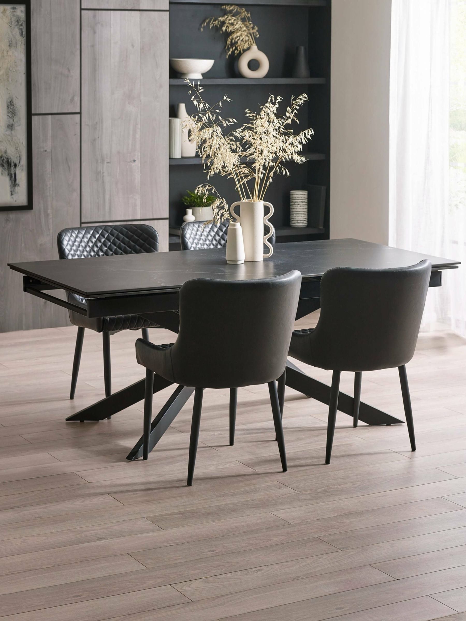 Julian Bowen Osaka Extending Dining Table - Black - Metal - Extra Large - Image 3
