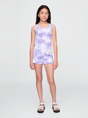 Gap Purple Tie-Dye Cutout Round Neck Playsuit (4-13yrs) - Image 1 of 3