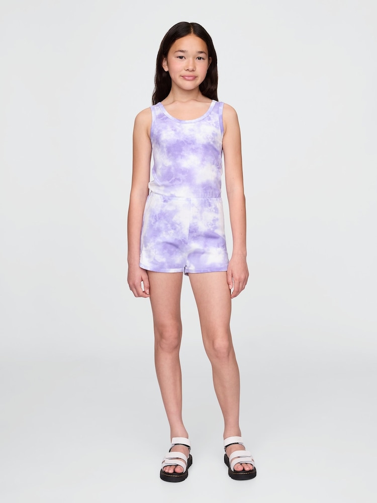 Gap Purple Tie-Dye Cutout Round Neck Playsuit (4-13yrs) - Image 1 of 3 Gap Purple Tie-Dye Cutout Round Neck Playsuit (4-13yrs) - Image 1 of 3