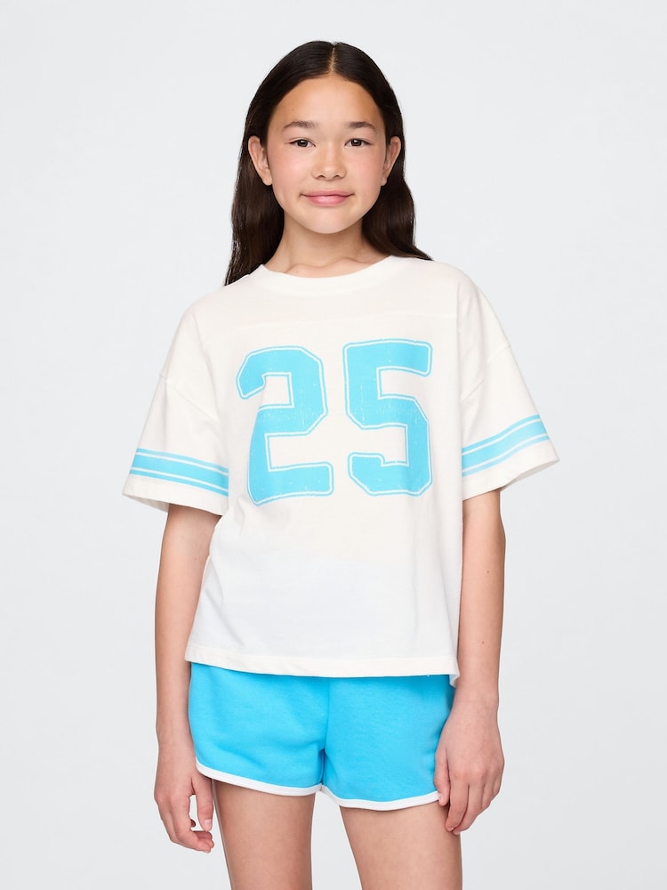 Gap White Varsity Jersey T-Shirt (4-13yrs) - Image 1 of 4