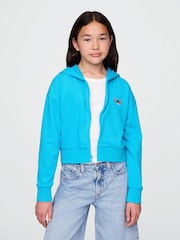 Синий - Gap Lilo and Stitch French Terry Cropped Zip Up Hoodie (4-13yrs) - Image 1 of 5