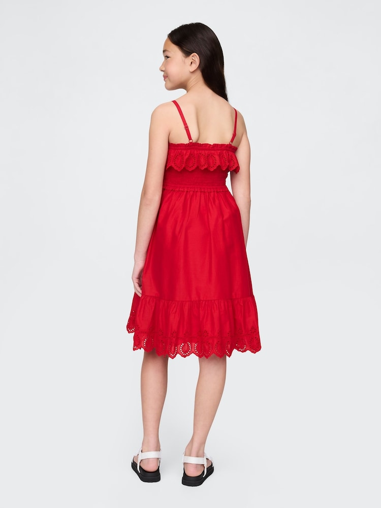 Gap Red Smocked Ruffle Midi Dress - Image 2 of 5