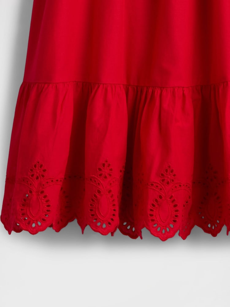 Gap Red Smocked Ruffle Midi Dress - Image 5 of 5