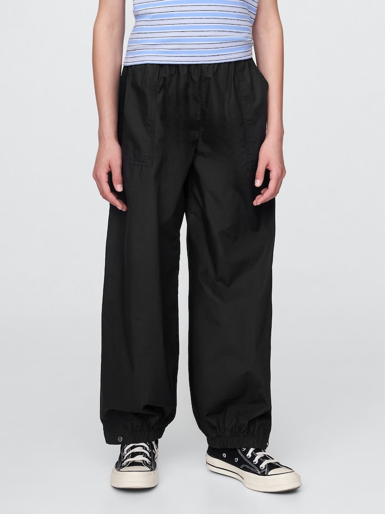 Gap Black Poplin Baggy Joggers (4-12yrs) - Image 1 of 5 Gap Black Poplin Baggy Joggers (4-12yrs) - Image 1 of 5