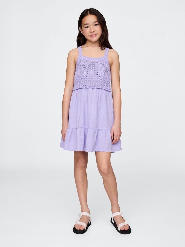 Gap Purple Racerback Crochet Tank Dress (4-13yrs) - Image 1 of 4