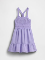 Gap Purple Racerback Crochet Tank Dress (4-13yrs) - Image 3 of 4