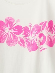 Gap White/Pink Floral Lilo and Stitch Graphic Short Sleeve T-Shirt (4-13yrs) - Image 4 of 4