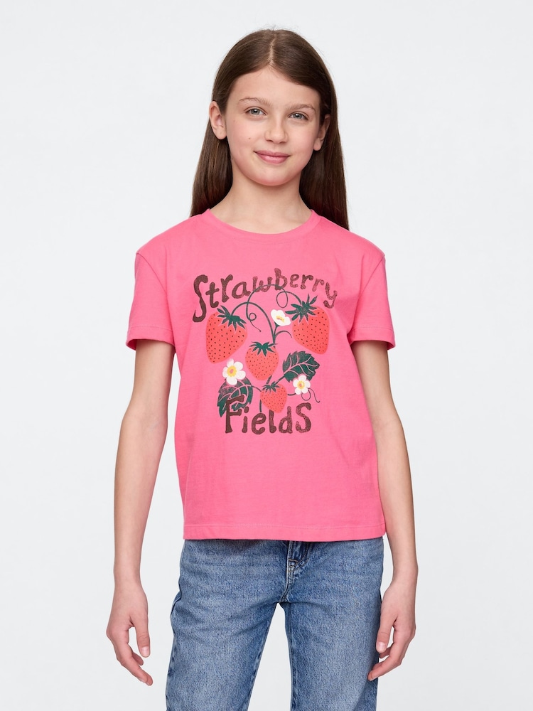 Gap Pink Graphic T-Shirt (4-13yrs) - Image 1 of 4 Gap Pink Graphic T-Shirt (4-13yrs) - Image 1 of 4