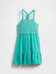 Verde - Vestido de croché sin mangas con espalda de nadadora de Gap (4-13 años) - Imagen 3 de 4